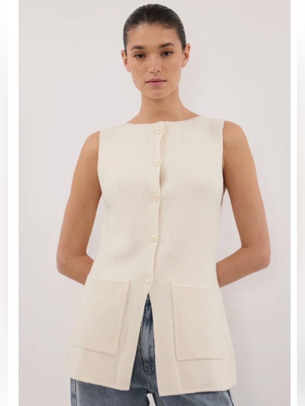 DISSH Ava Cream Longline Vest NWOT